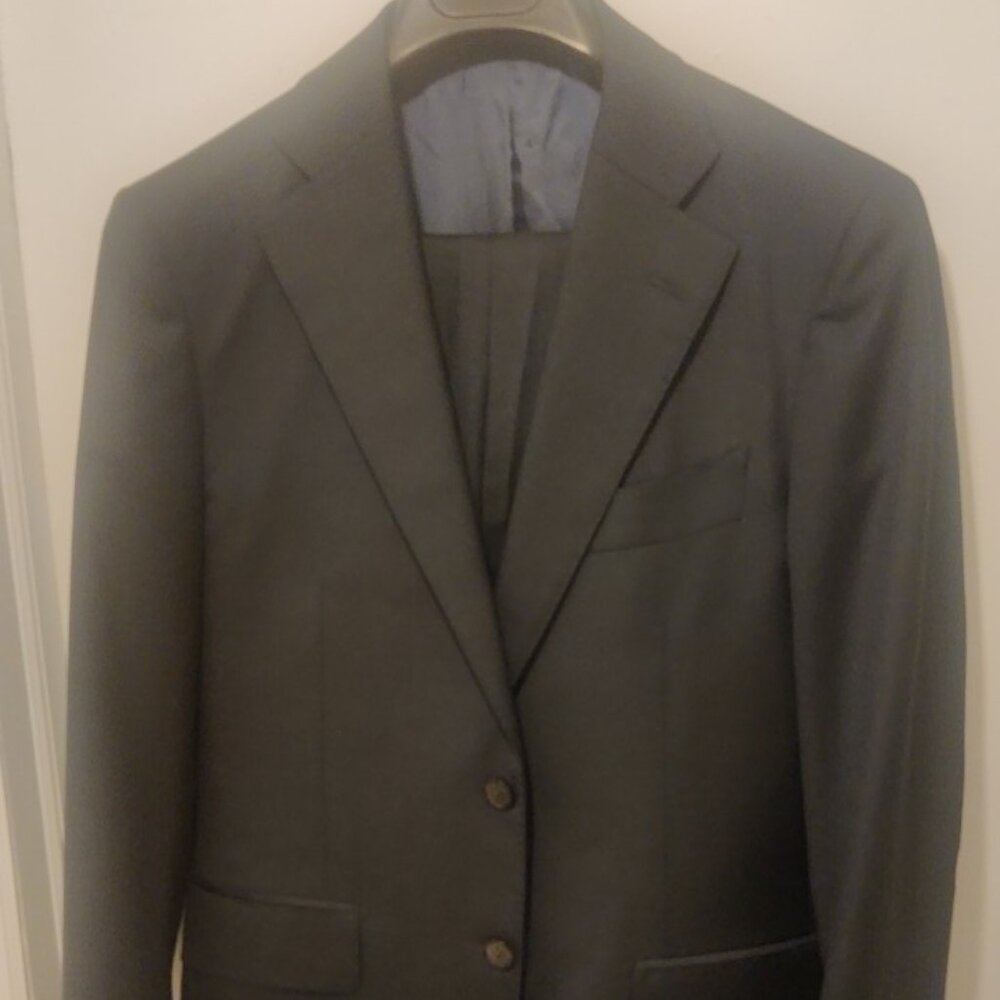 Suitsupply Lazio slim fit 36S 30/32 solid navy tailored working cuffs 100% wool